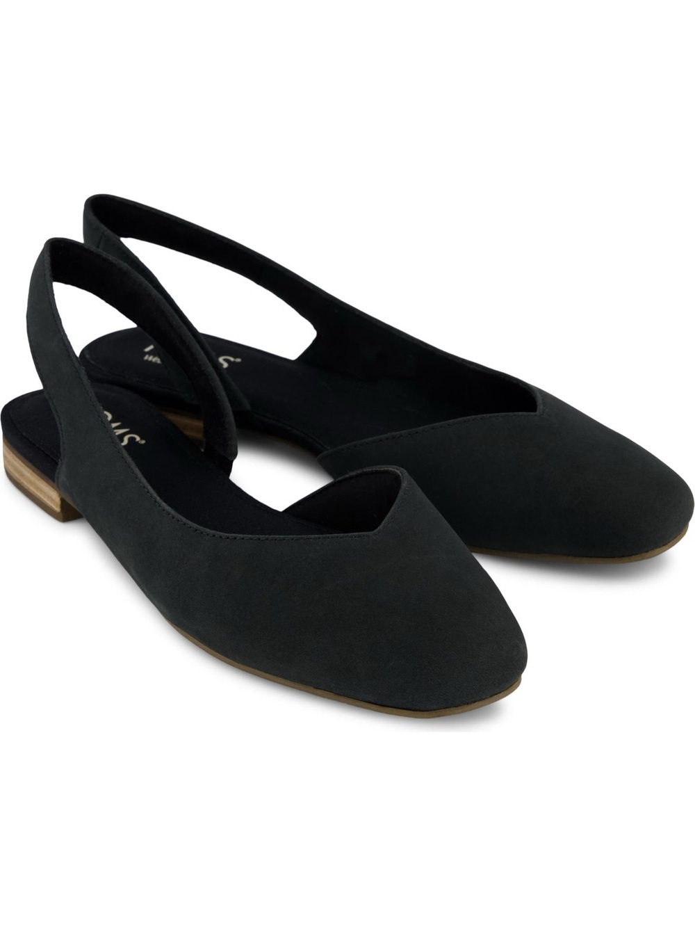 TOMS Alene Slingback Half d'Orsay Black Flat Shoes Womens Sz. 11